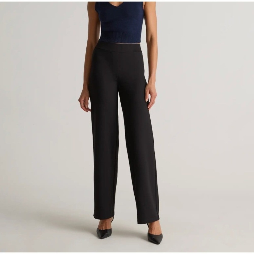 Quince Ultra-Stretch Ponte Wide Leg Pants Black XL Professional Trousers